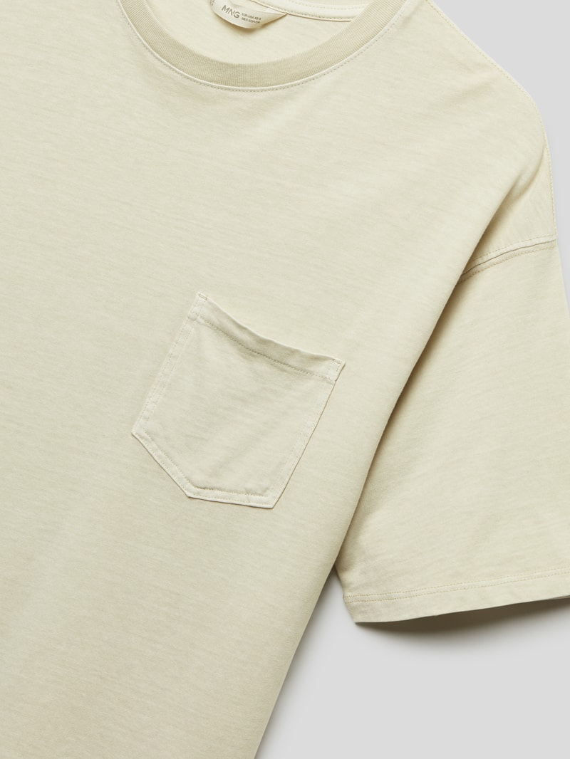 T-Shirt mit Brusttasche in mittelgrau meliert