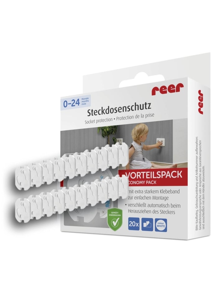 Reer [20 Stück] Steckdosenschutz klebbar in Weiß ab 0 Monate günstig kaufen onesize