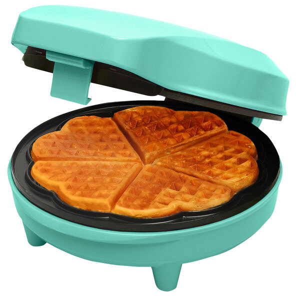 Waffeleisen, Herzform, türkis
