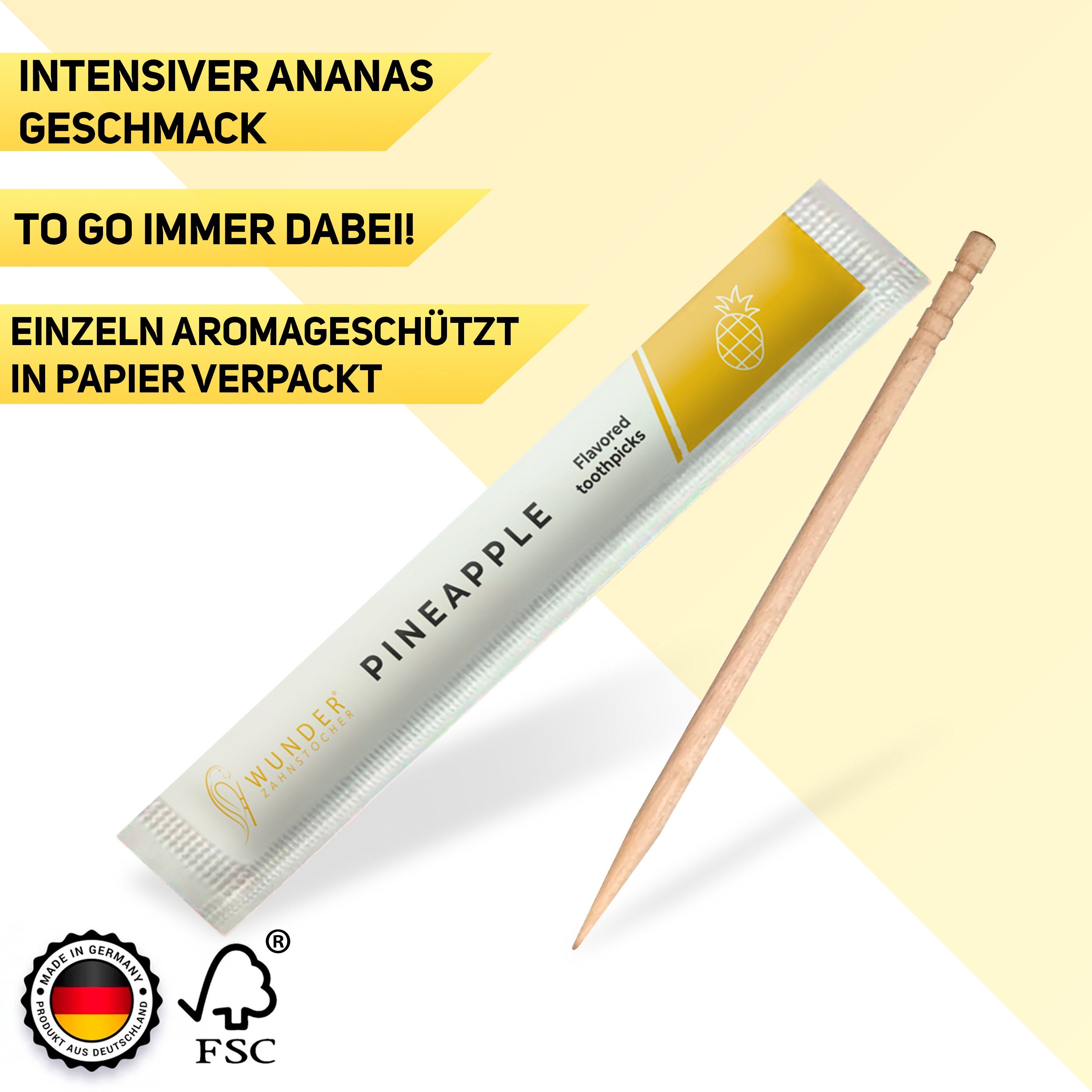 Wunder Zahnstocher Mundpflegecenter Wunder Zahnstocher - 200er Set Ananas Einzeln Verpackt