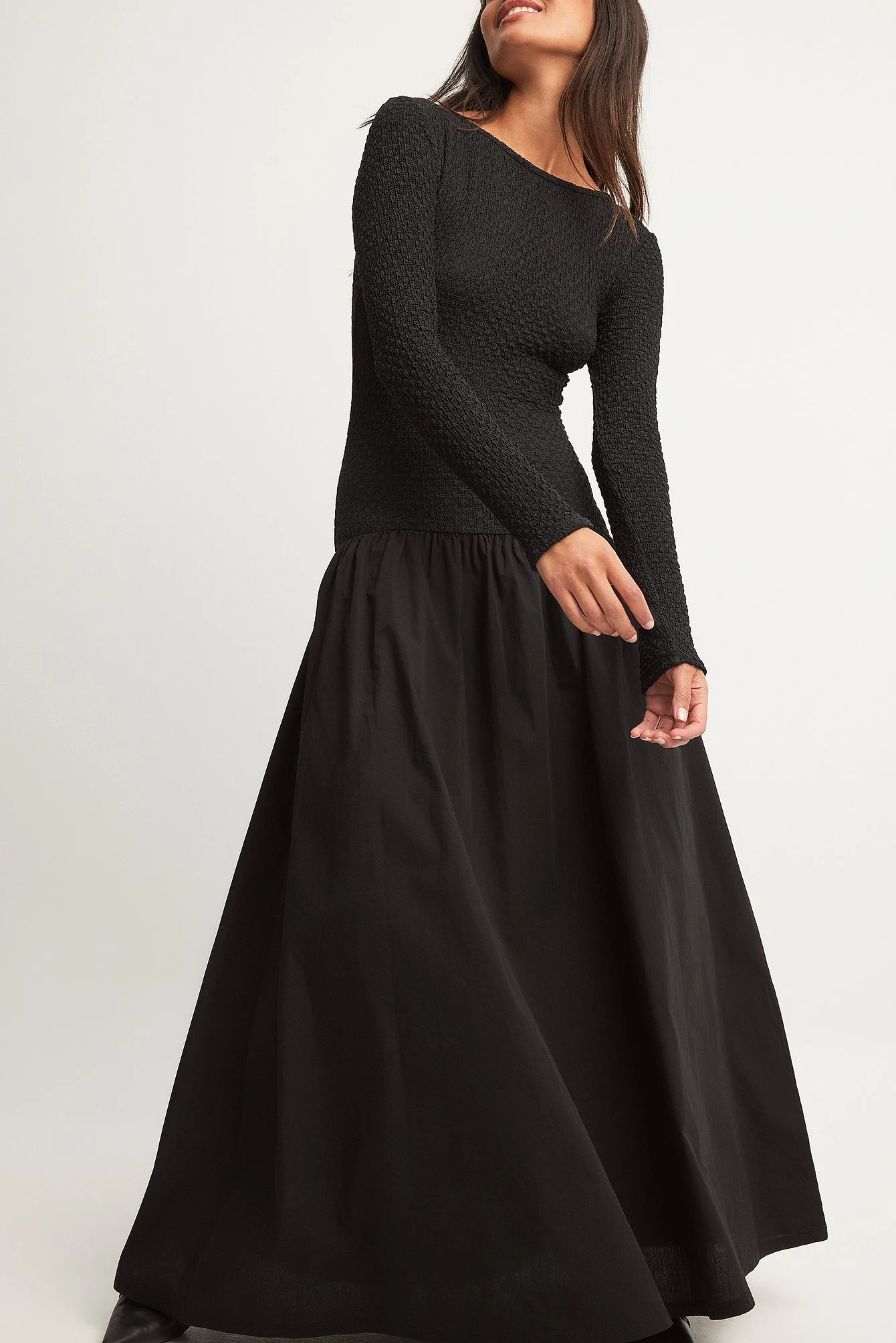 Midikleid aus Jersey-Popeline