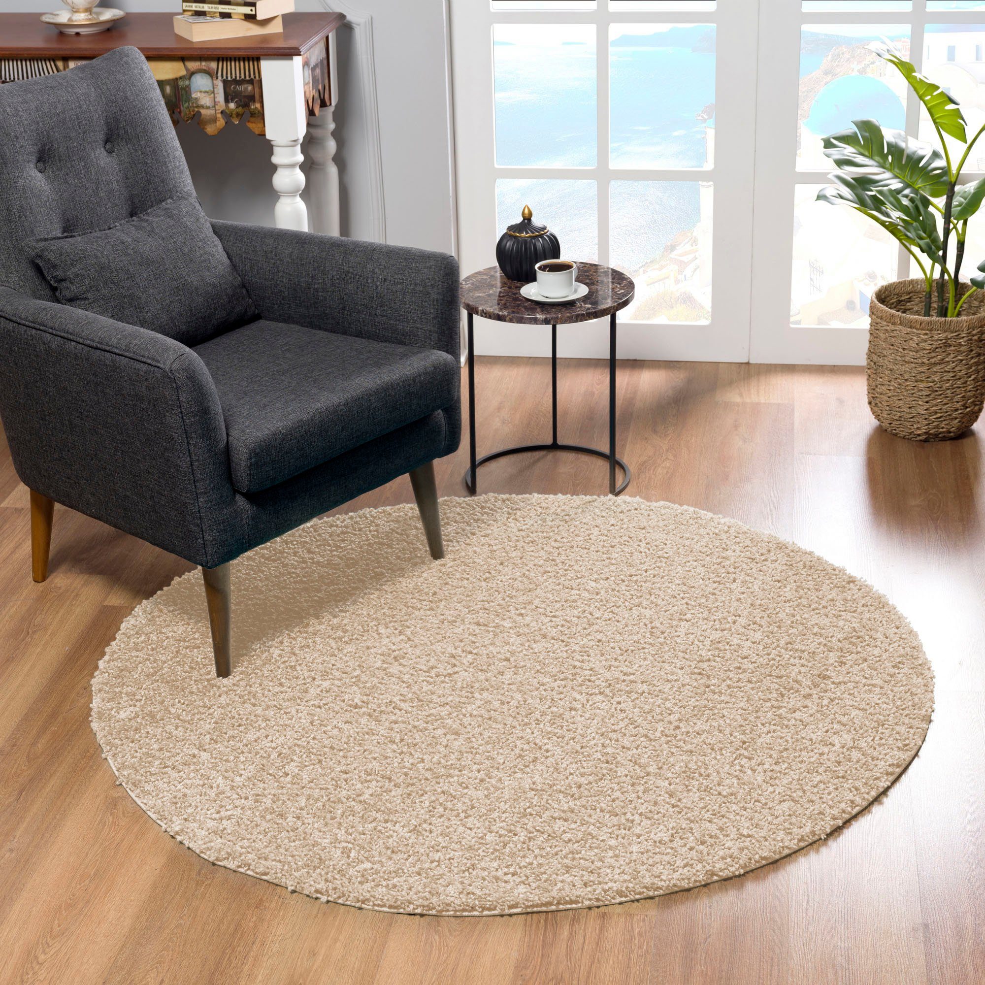 Hochflor-Teppich LOCA, Sanat, rund, Höhe: 30 mm, Wohnzimmer, Langflor, Shaggy, Schlafzimmer