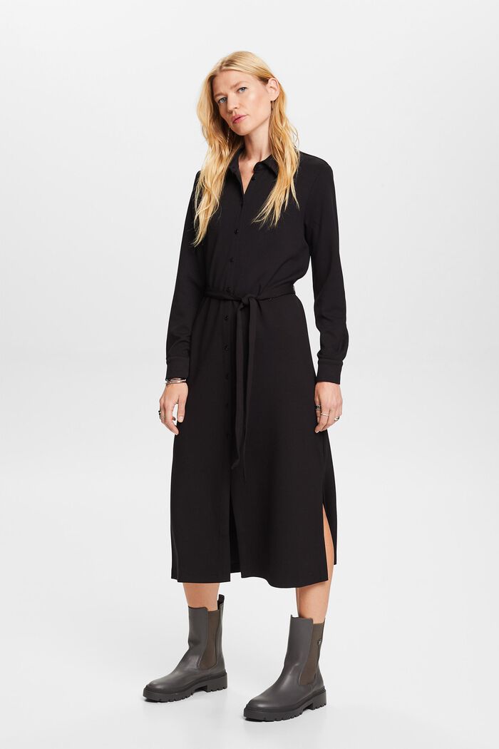 Hemdblusenkleid aus Jersey mit Gürtel