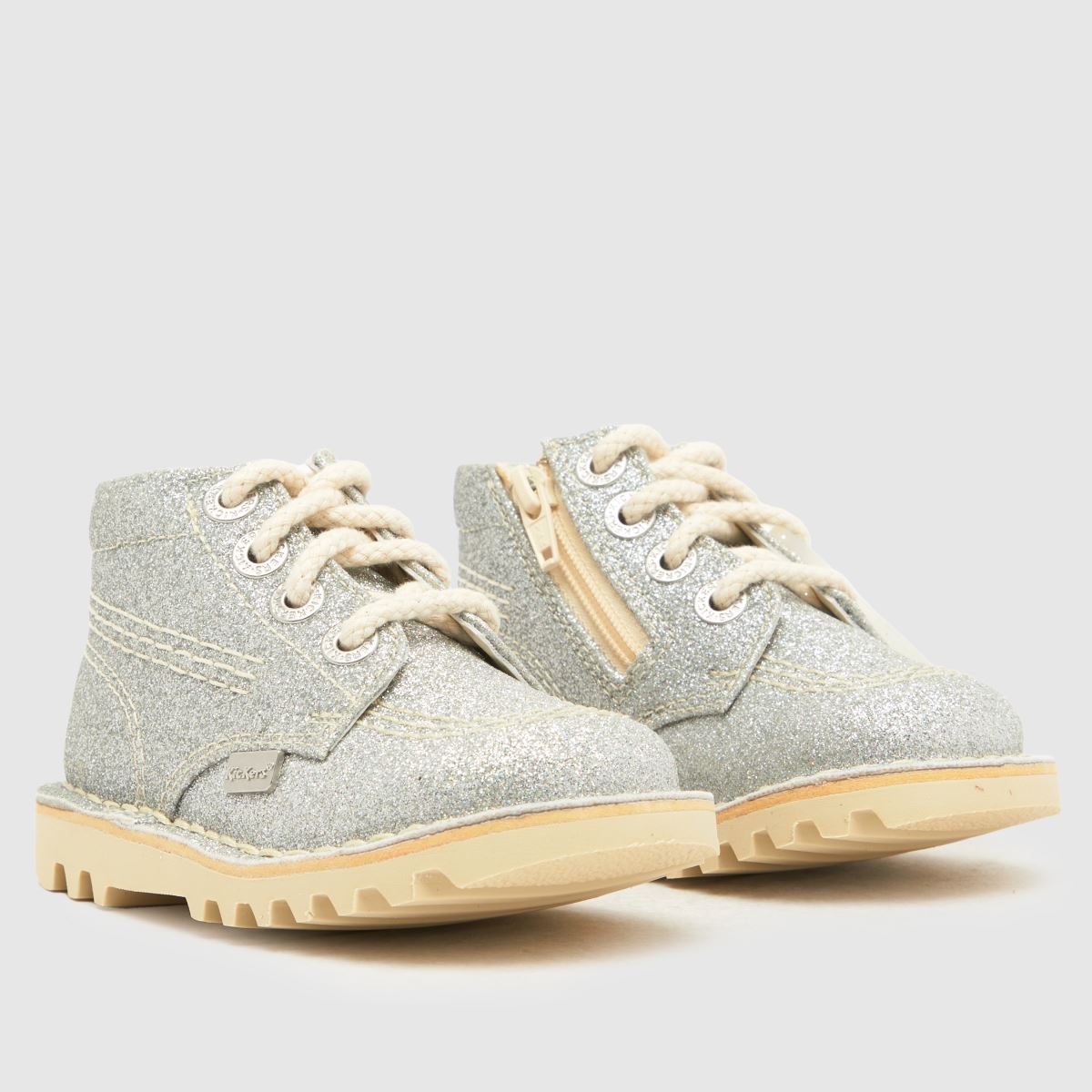 Kickers silverfärgade kick hi cosmic flickstövlar