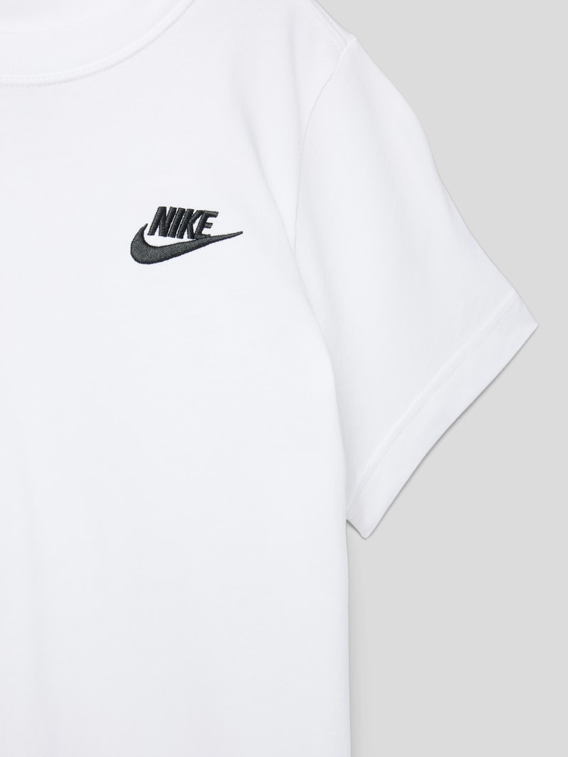 T-Shirt mit Logo-Stitching in weiß