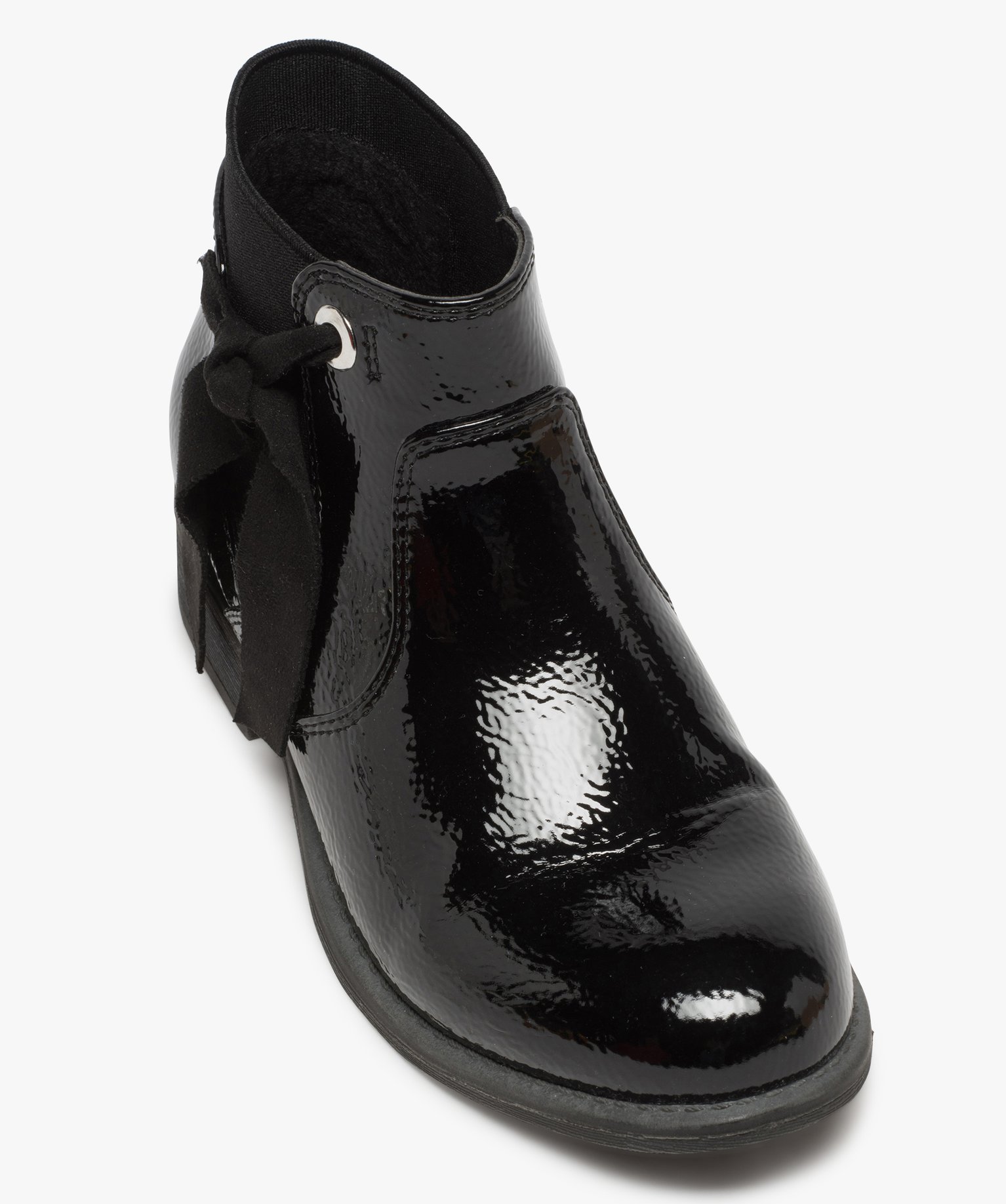 Boots fille unis tige vernie et ruban décoratif | GEMO