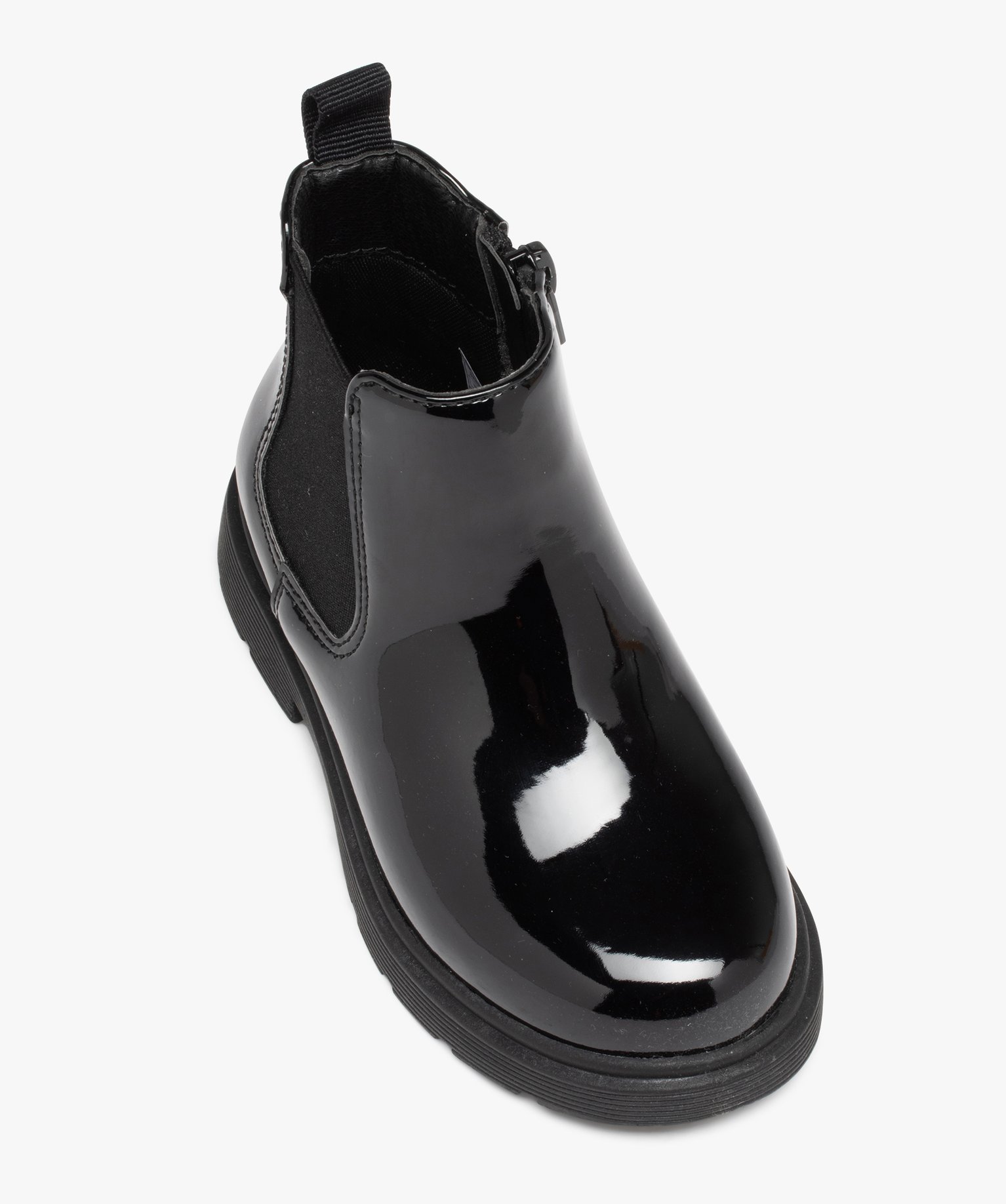 Bottes fille Chelsea vernies à zip noir | GEMO