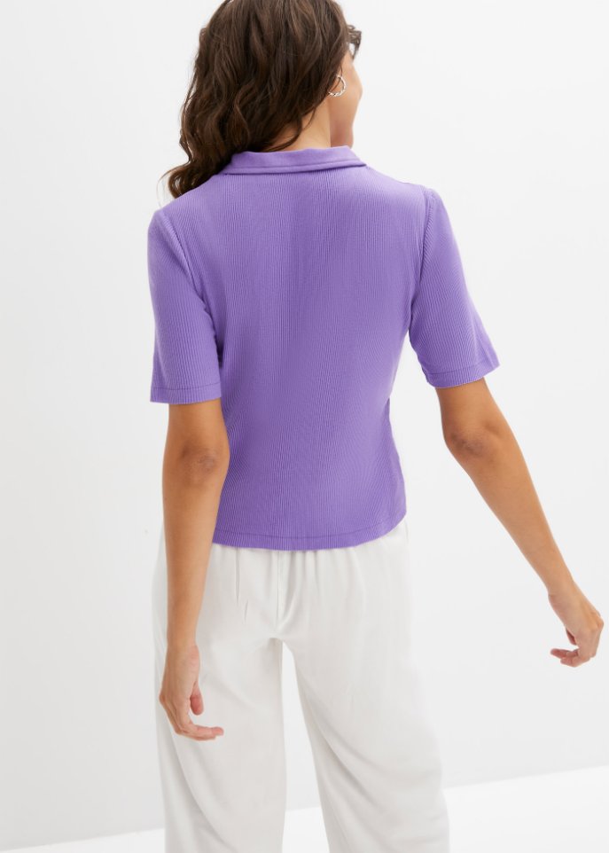 Ripp-Poloshirt, halbarm