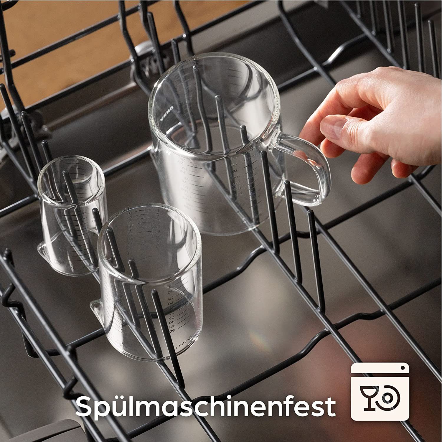 Praknu Messbecher Messbecher Set Glas 50/125/250ml, Borosilikatglas, (Set)