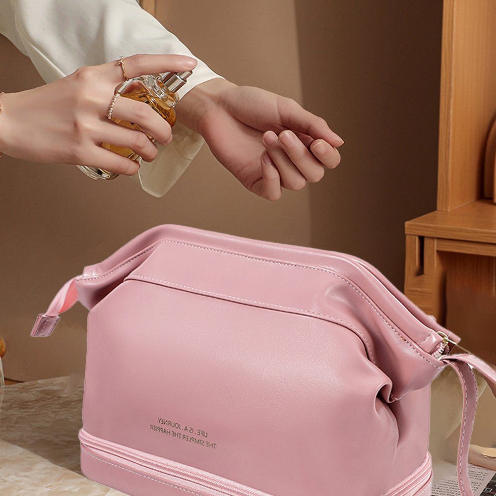 Devenirriche Kosmetiktasche Groß Kapazität Kosmetiktasche Damen Mäppchen Schminktasche (pink)