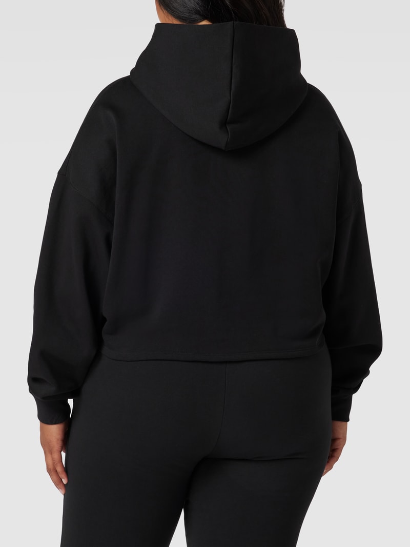 PLUS SIZE Hoodie mit Label-Detail Modell 'PLUS GLOSSY MONOGRAM' in schwarz