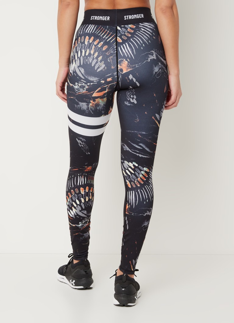 STRONGER Voodoo legginsy sportowe z wysokim stanem i nadrukiem