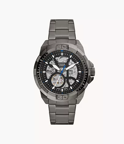 Fossil Uhr Bronson Automatikwerk Edelstahl rauchgrau