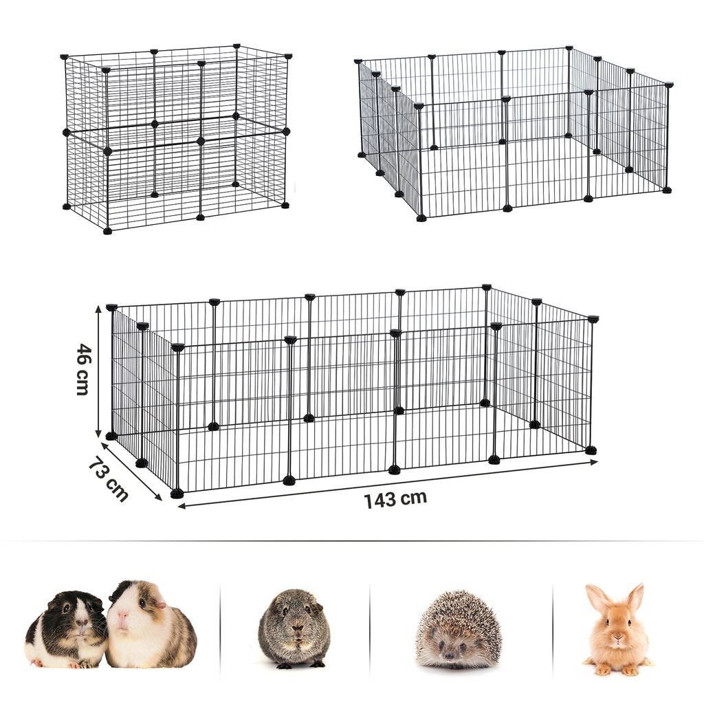 SONGMICS Kleintierkäfig, Kleintiergehege, Freilauf, Metallgitter, DIY