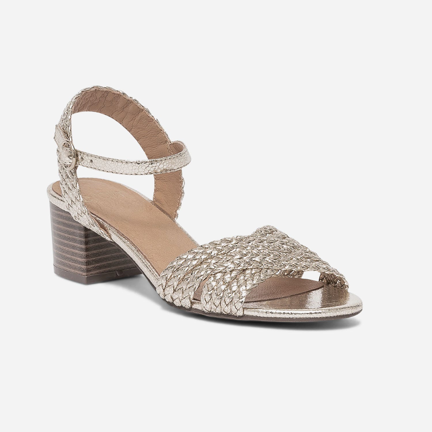 Sandale dorée éco-conçue à brides tressées