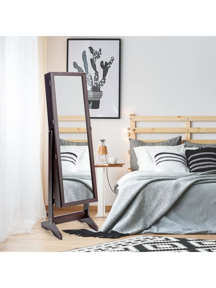 COSTWAY Standspiegel mit Schmuckschrank in Braun günstig kaufen 41 cm
