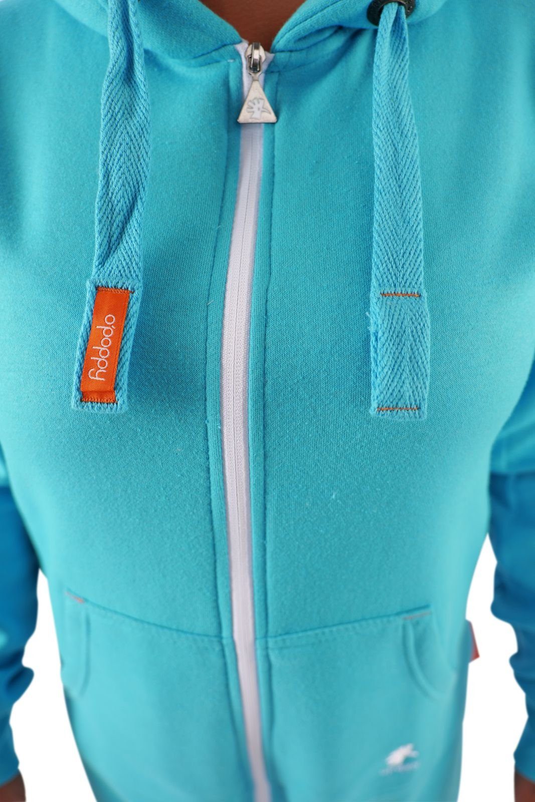 O'Poppy Jumpsuit Damen türkis (1-tlg) mit Kapuze und Eingrifftaschen