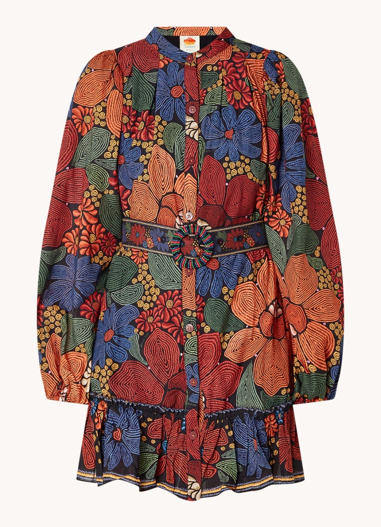 Rochie mini bluză cu imprimeu floral și curea Farm Rio.
