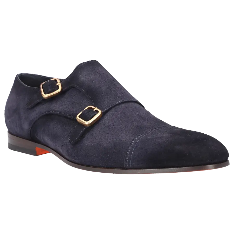 Santoni - Monk Schuhe 17805 Veloursleder - blau