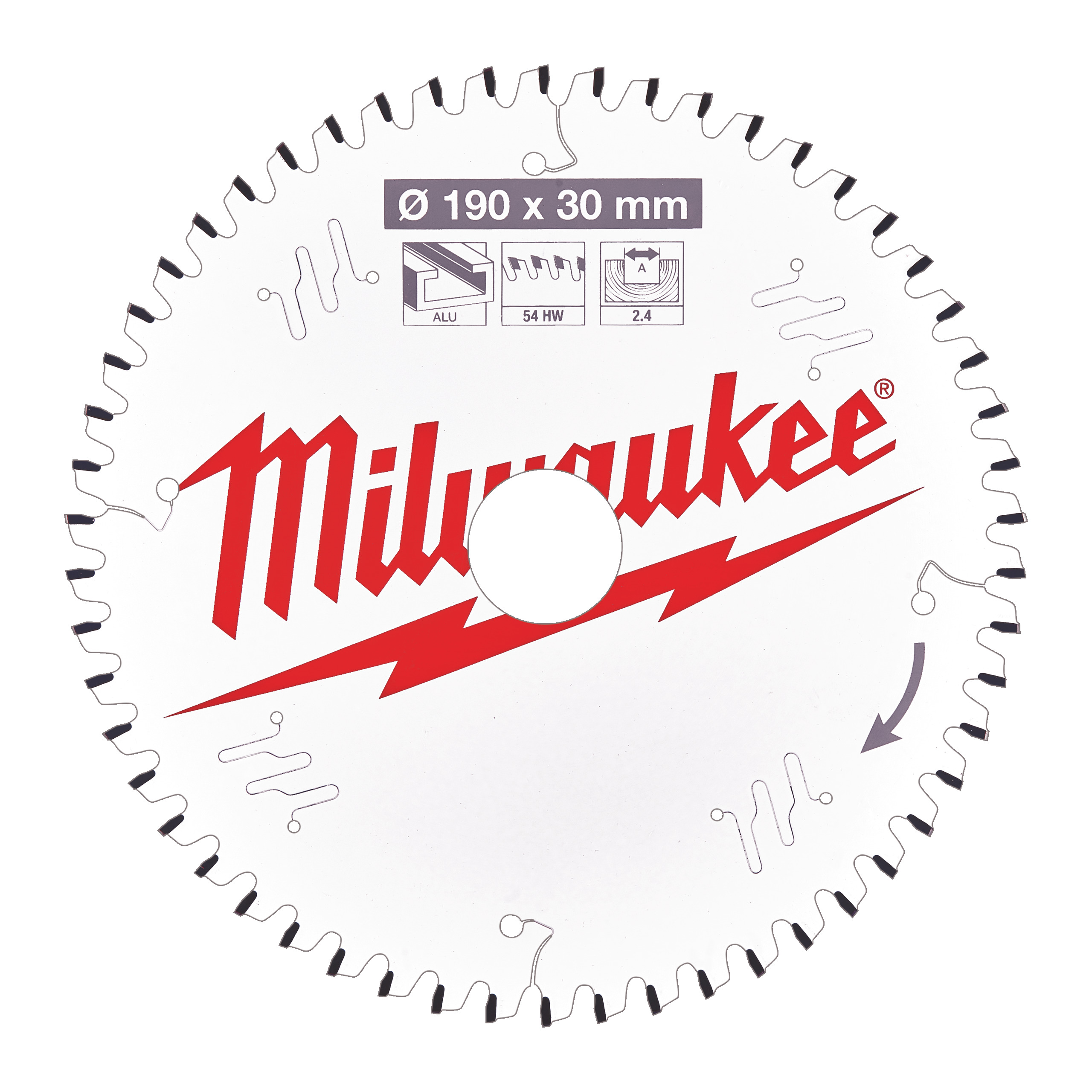 Lamă de ferăstrău circular Milwaukee Accessories 4932471303 P Alu190x30x2.4x54TF negativă.
