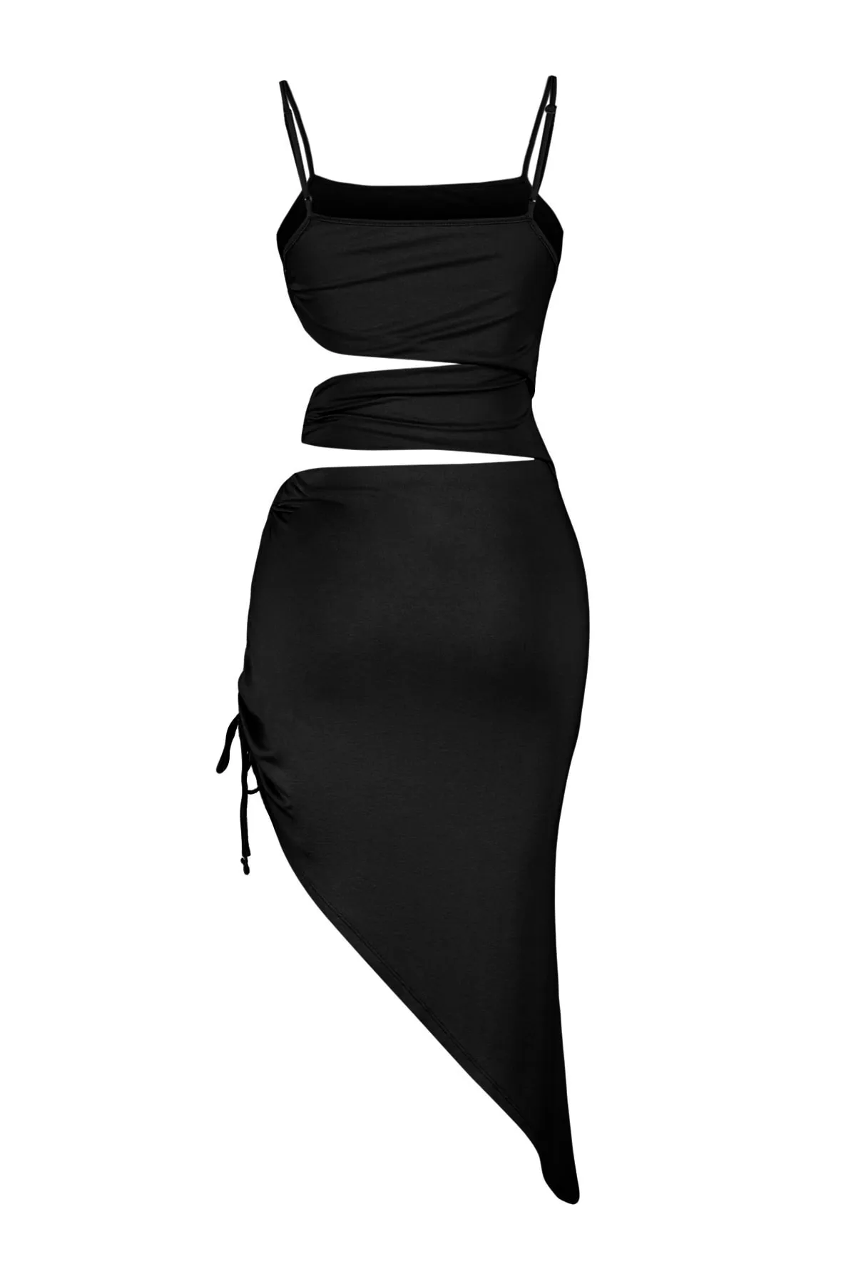 Trendyol Collection  Schwarzes, figurbetontes, gestricktes Mini-Strandkleid mit Ausschnitten/Fenstern TBESS23EL00159