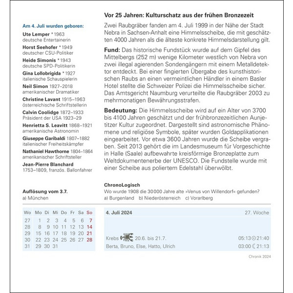 CHRONIK TAGESABREIßKALENDER 2024 - Kalender