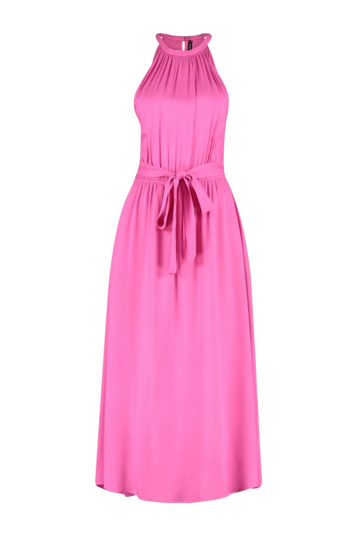 Trendyol Collection  Fuchsiafarbenes A-Linien-Midikleid aus Viskose mit Neckholder und Gürtel TWOSS19EL0155