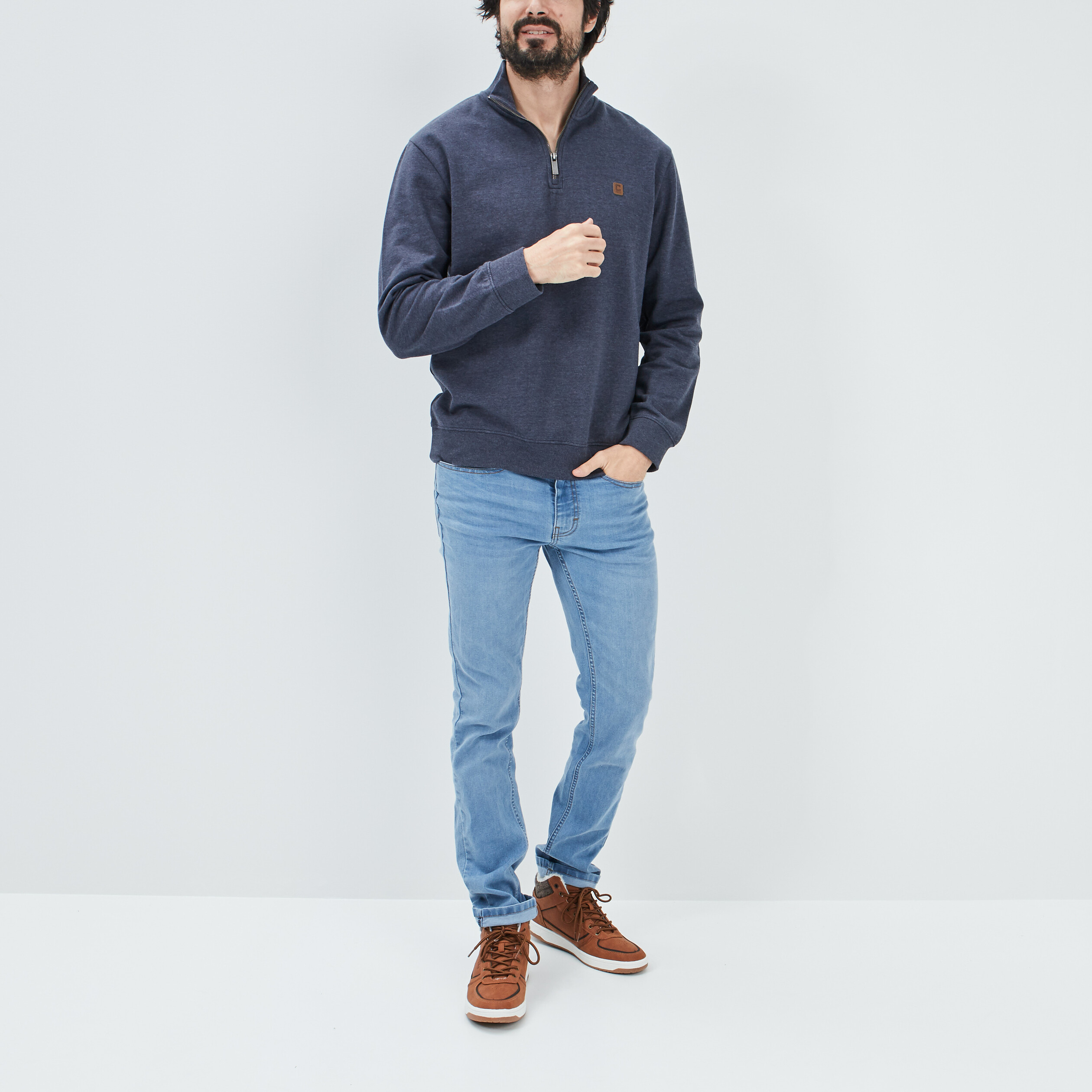 Sweat à col montant Creeks bleu marine homme | La Halle