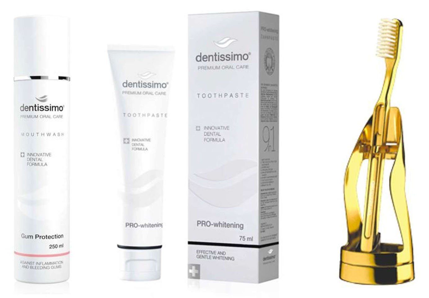 dentissimo Zahnpasta PRO-whitening, (Geschenk-Set, 1-St) Natürliche Aufhellung, Reinigung