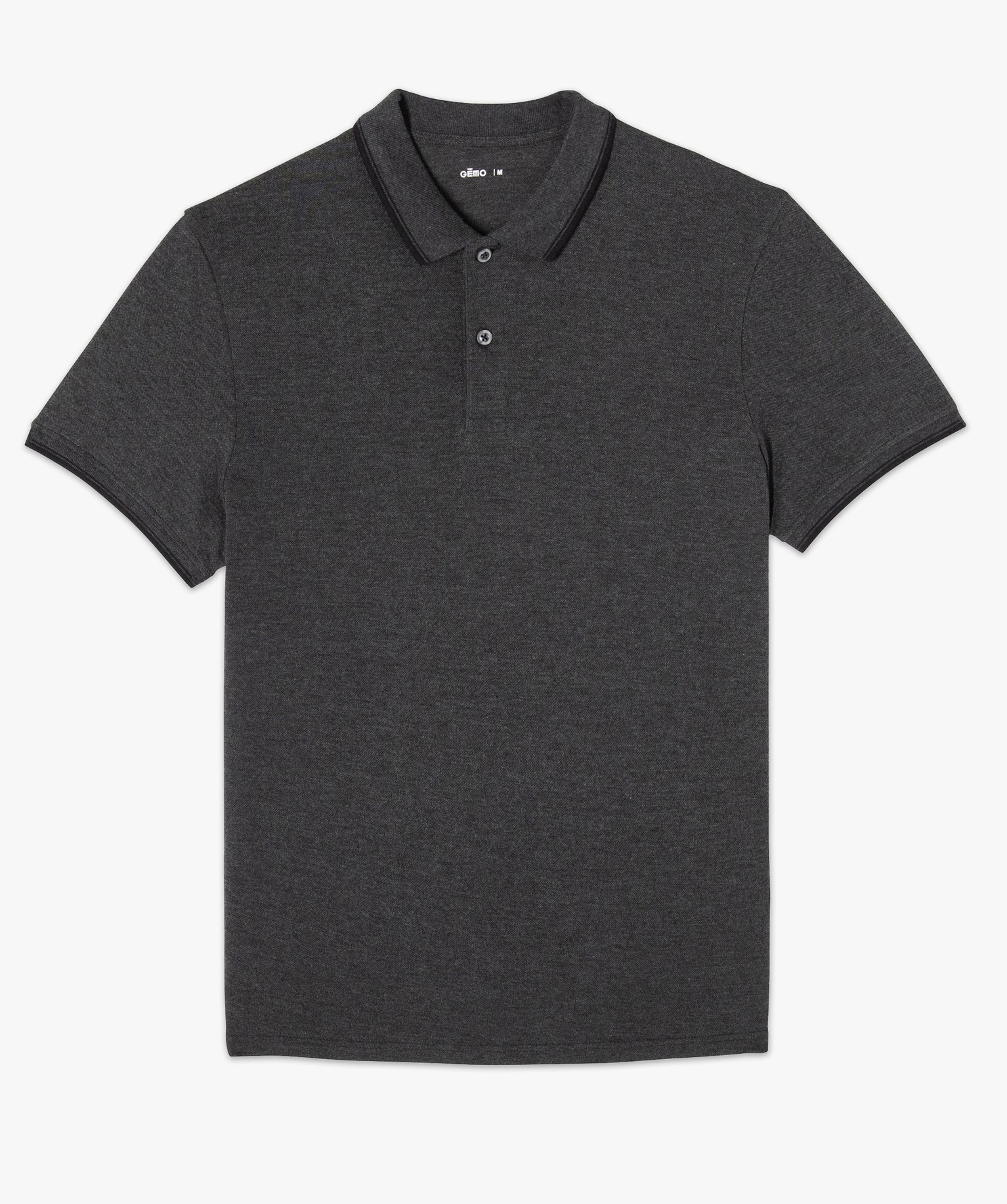Polo homme à manches courtes et finitions contrastantes gris | GEMO