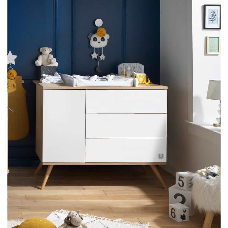 Commode 1 porte et 3 tiroirs Seventies