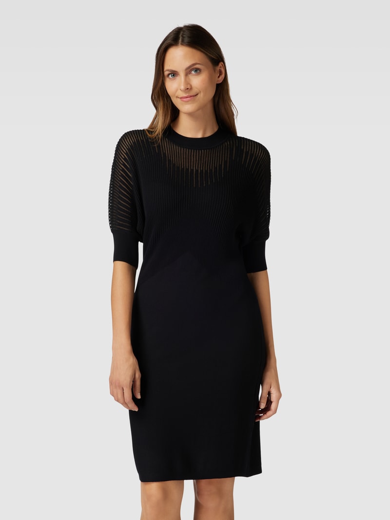 Knielanges Strickkleid mit Effektgarn in schwarz