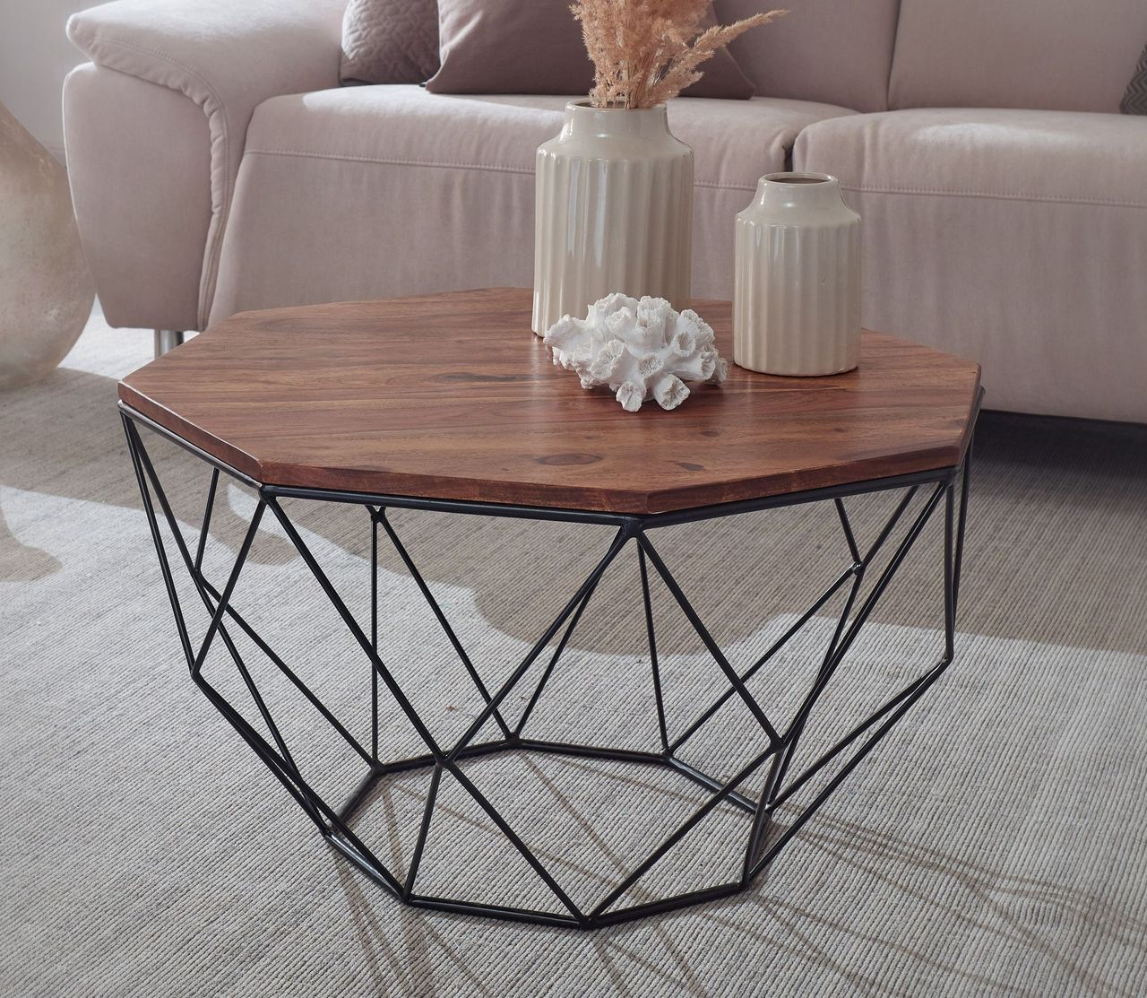 Wohnling Couchtisch 66 x 66 x 40 cm Braun
