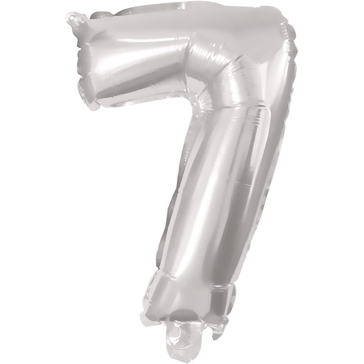 Folienballon Zahl 7 silber, 85 cm, inkl. Pustehalm
