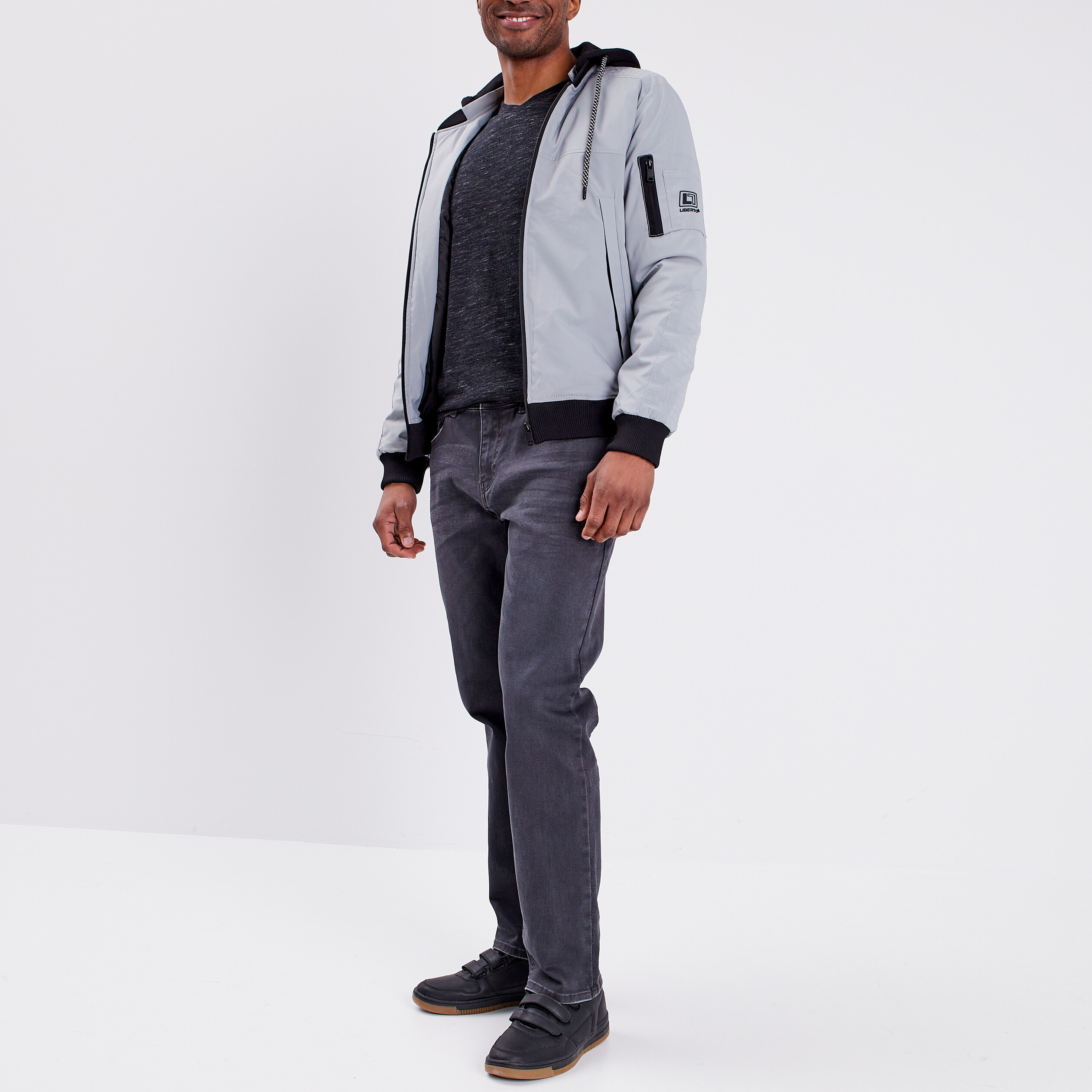 T-shirt manches courtes chiné noir homme | La Halle