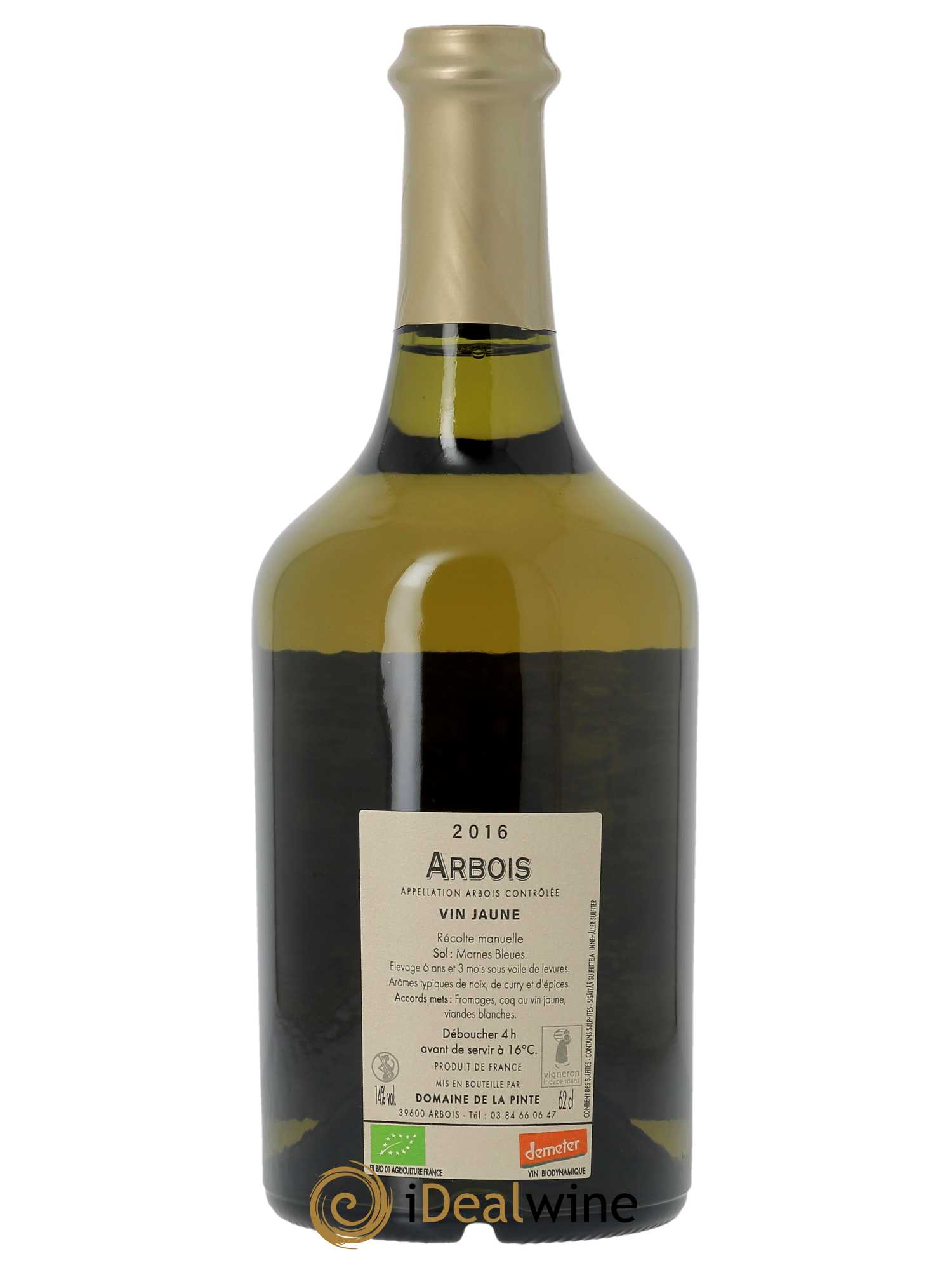 Arbois Vin Jaune Domaine de la Pinte  2016 - Lot de 1 Bouteille