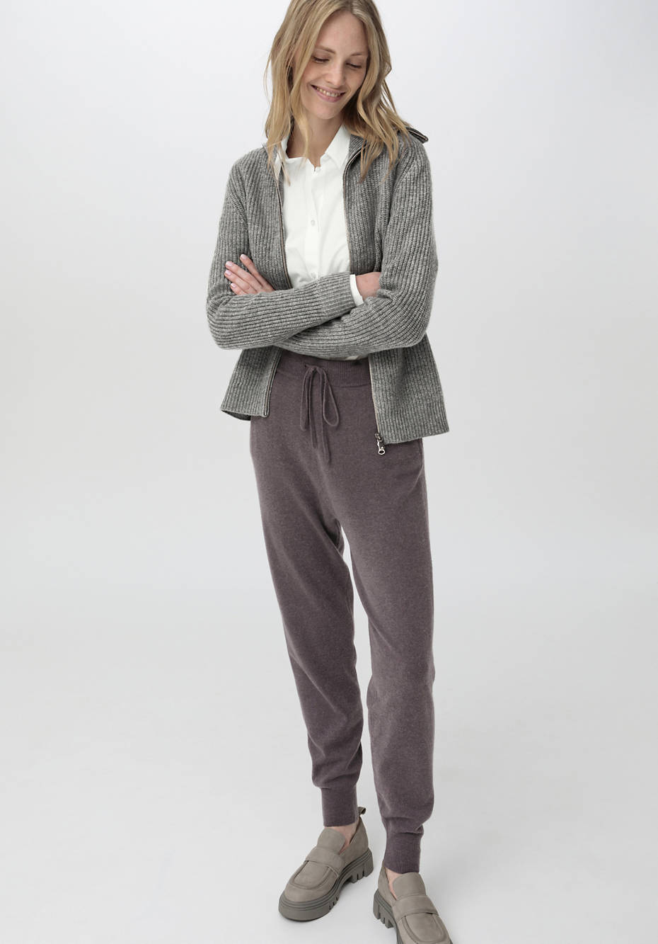 Strickjacke aus Bio-Merinowolle mit Kaschmir