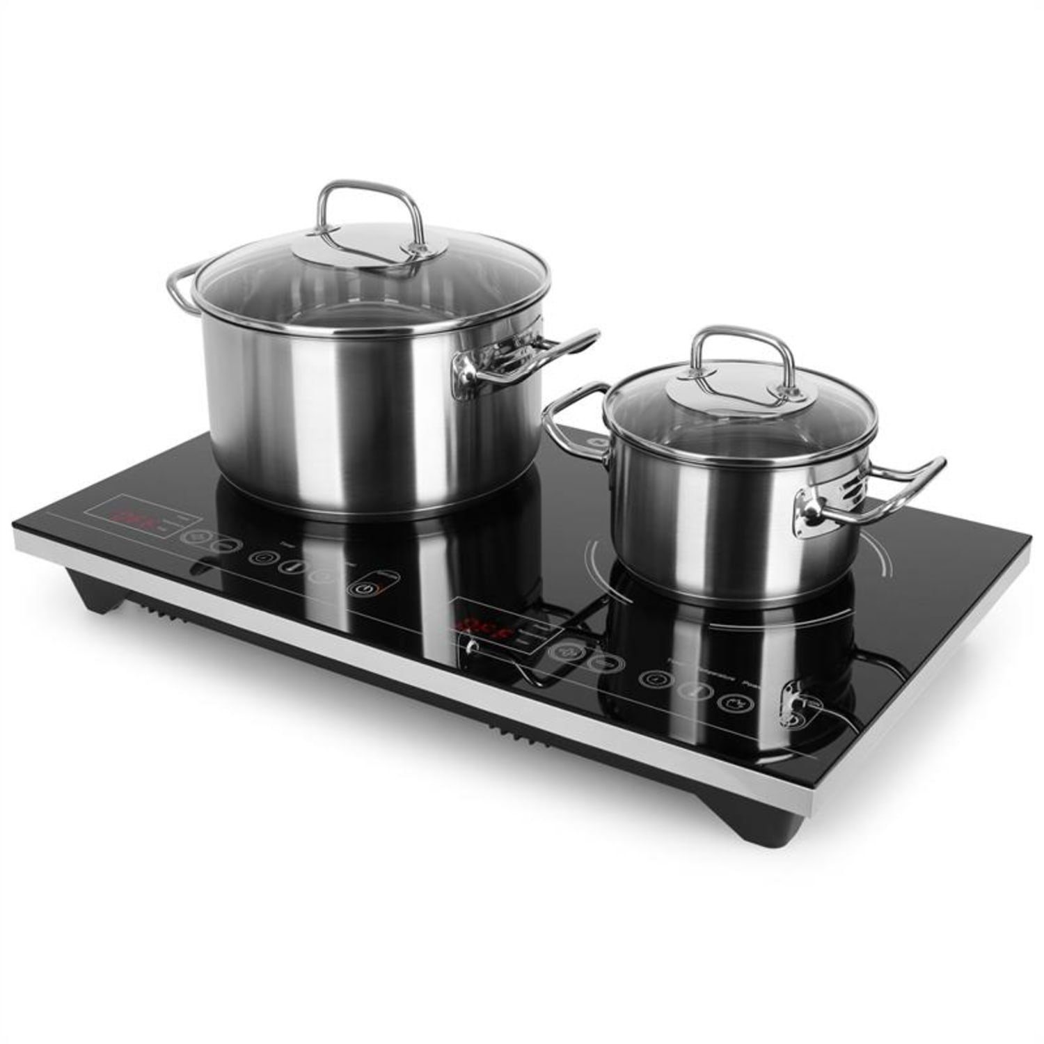 Klarstein Induktions-Kochfeld VariCook XL Doppel-Induktions-Kochfeld 3100W Timer 240°C Touch CP3-VARICOOK XL-H, Induktionskochfeld 2 Zonen Glaskeramik Kochfeld Induktion