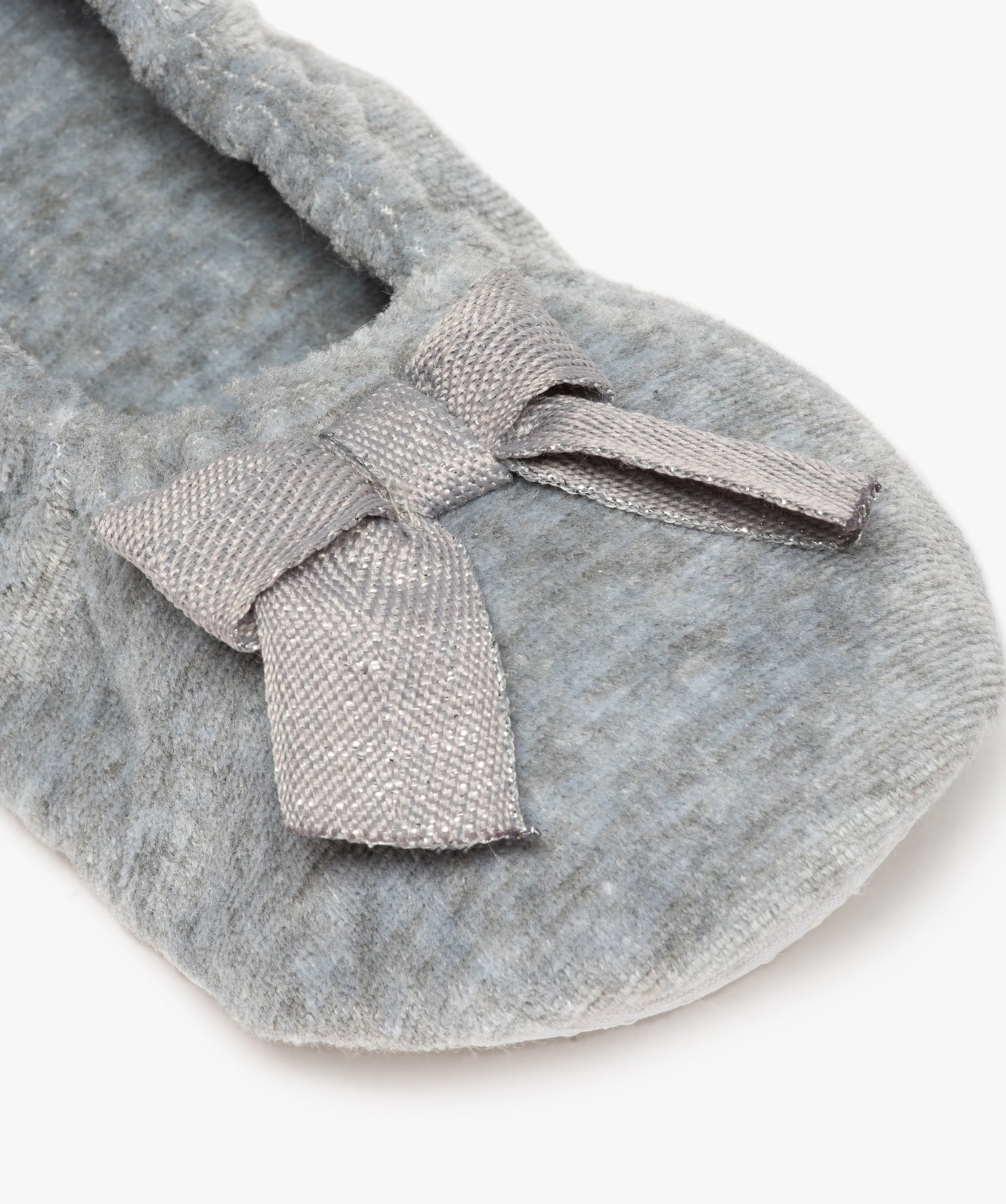 Chaussons femme ballerines élastiquées en velours gris | GEMO