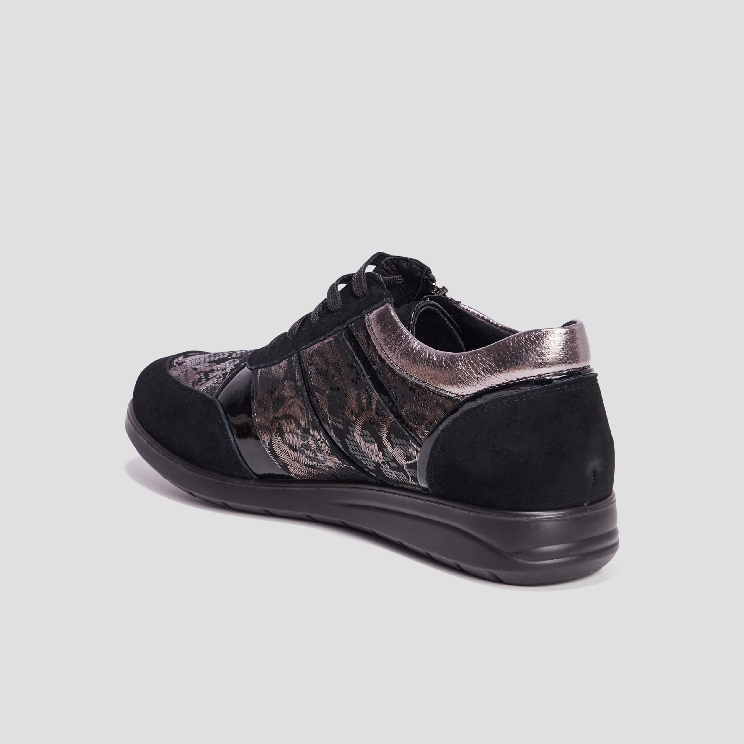 Baskets confort en cuir Confortissimo noir femme | La Halle