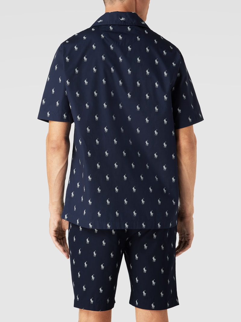 Pyjama mit Allover-Logo Modell 'AOPP WOVEN' in dunkelblau