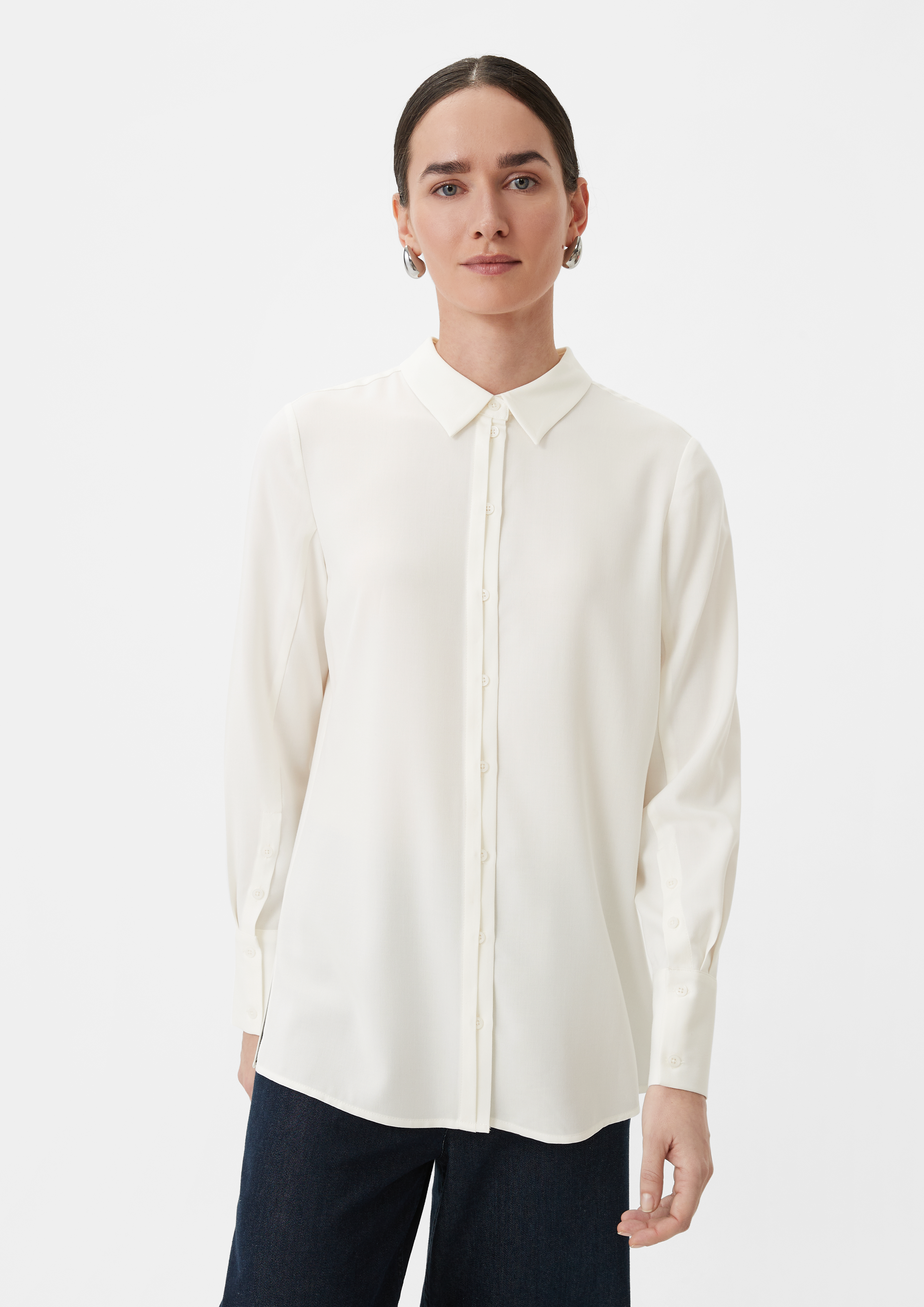 Bluse mit Knopfleiste - weiß