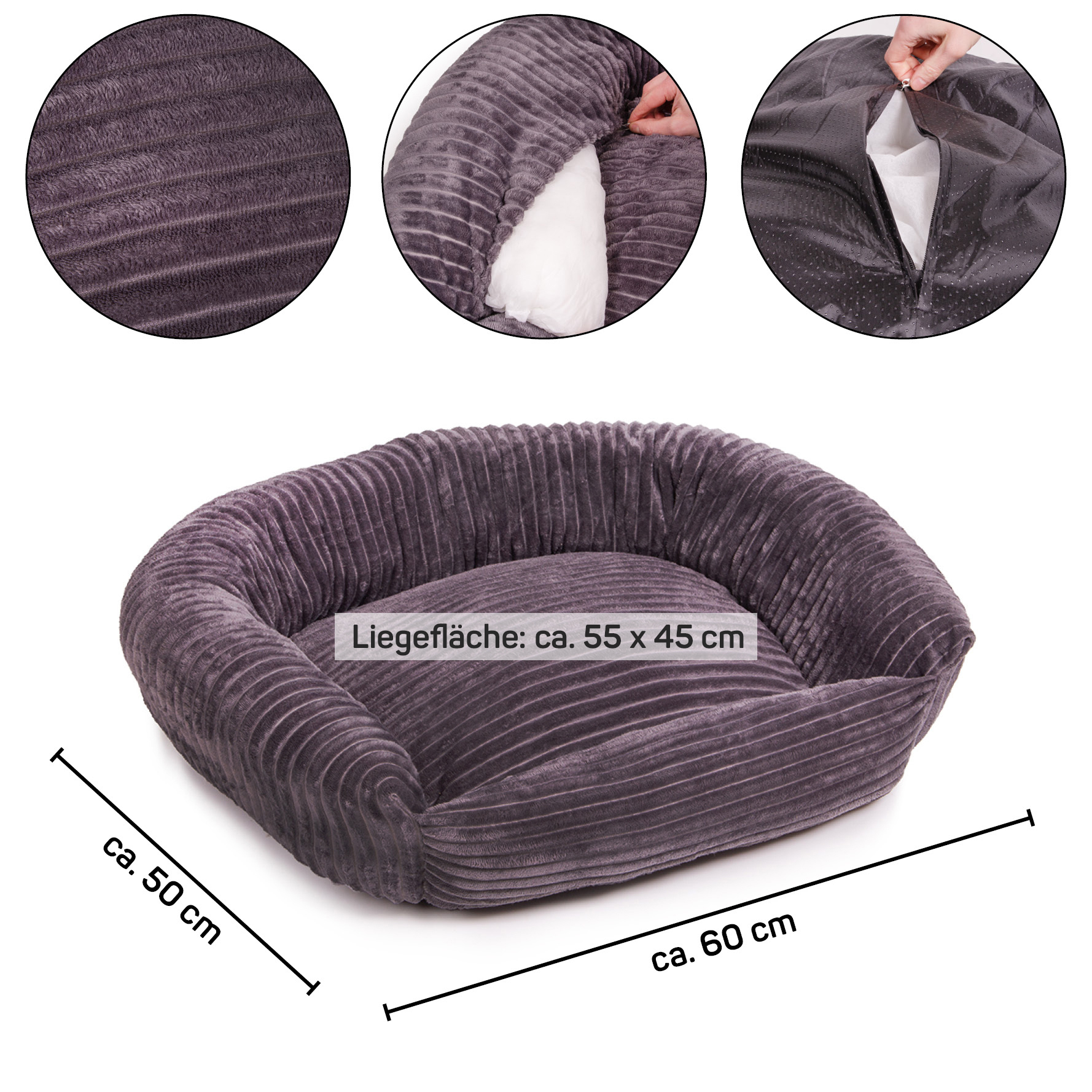 Wallace & Jones Hundebetten Wallace & Jones Hundebett Cordo dunkelgrau S