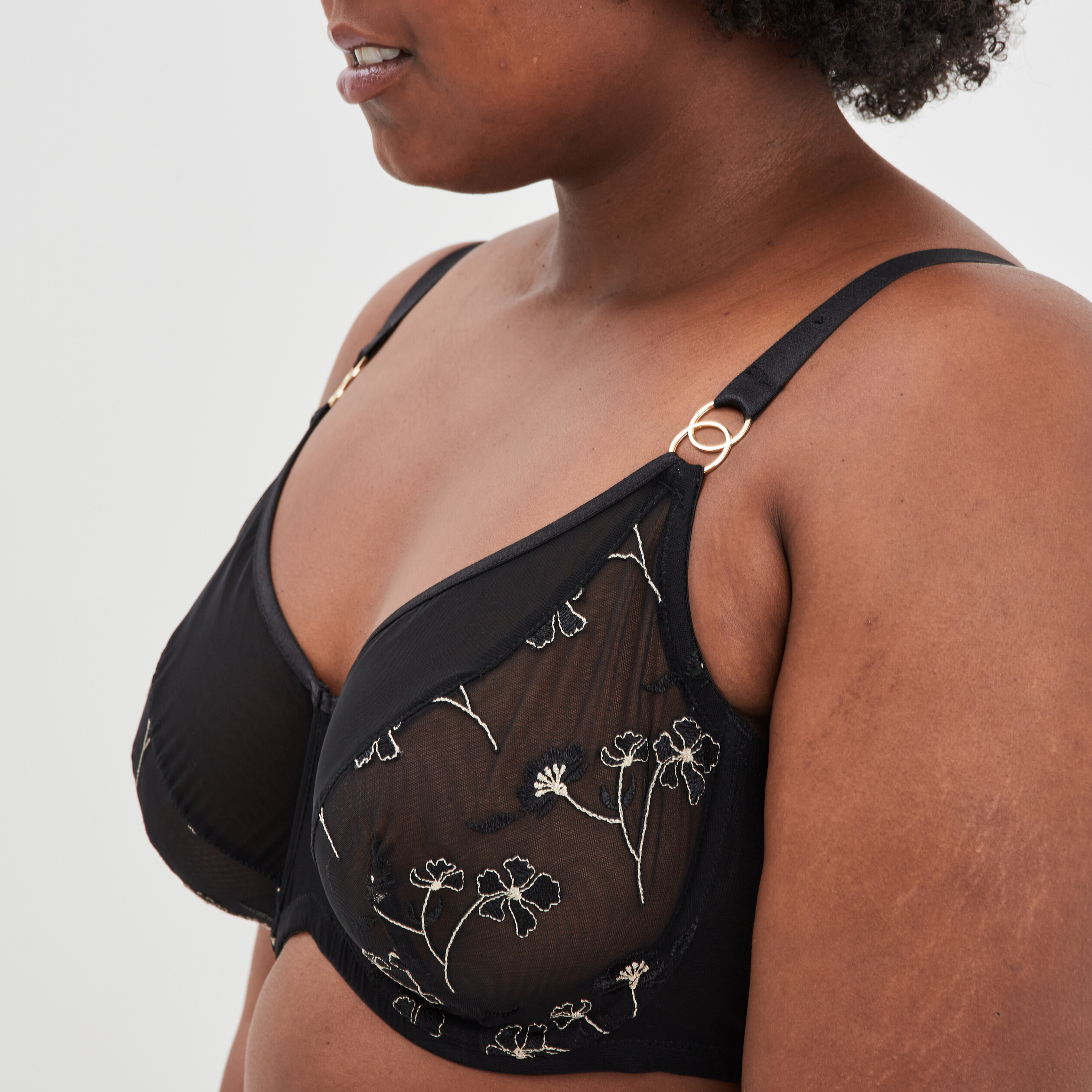 Soutien-gorge emboîtant broderie noir femme grande taille | La Halle