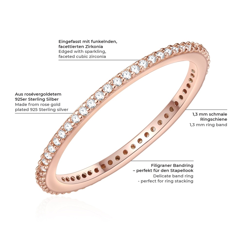 Glanzstücke München Bague en argent Argent sterling Oxyde de zirconium (CZ) en Or rose Bague