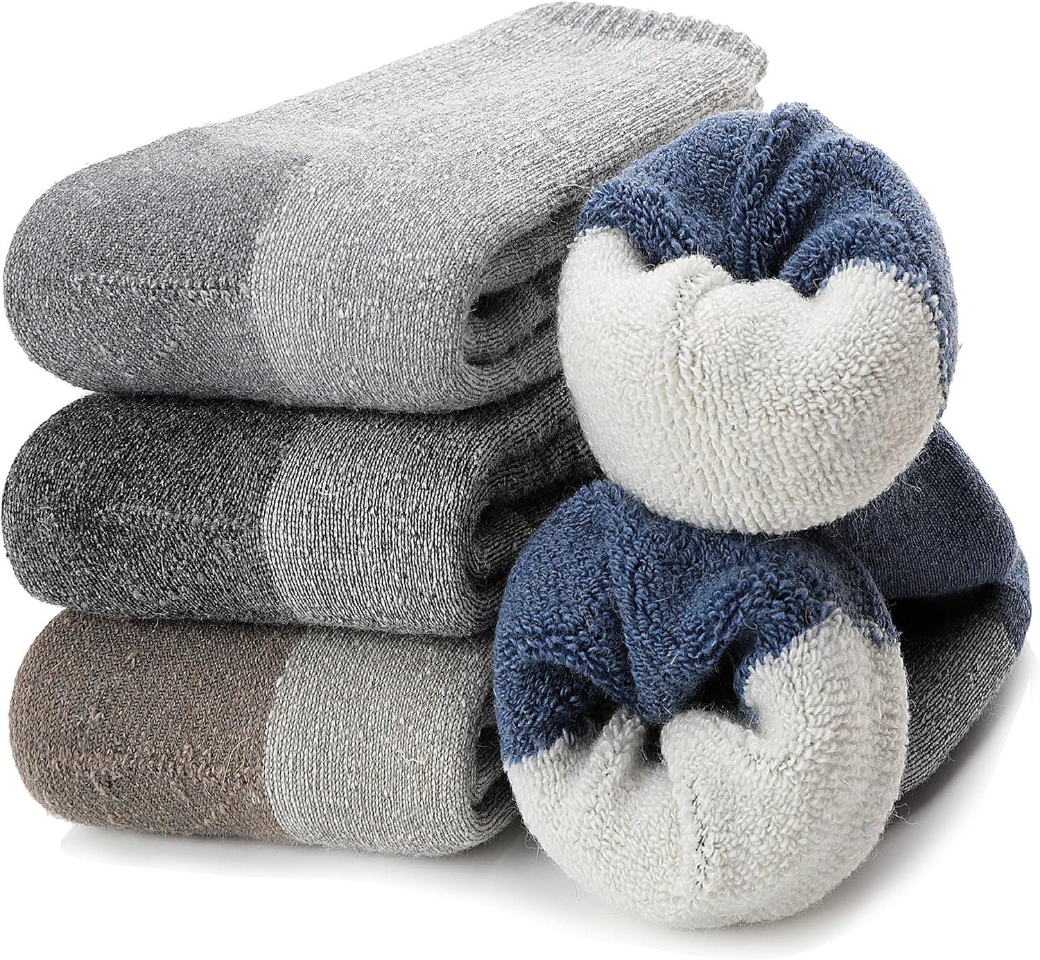 Alster Herz Thermosocken Premium Merino Wollsocken, Damen und Herren, Herbst, Winter, A0330 (1-Paar) Wolle Wintersocken