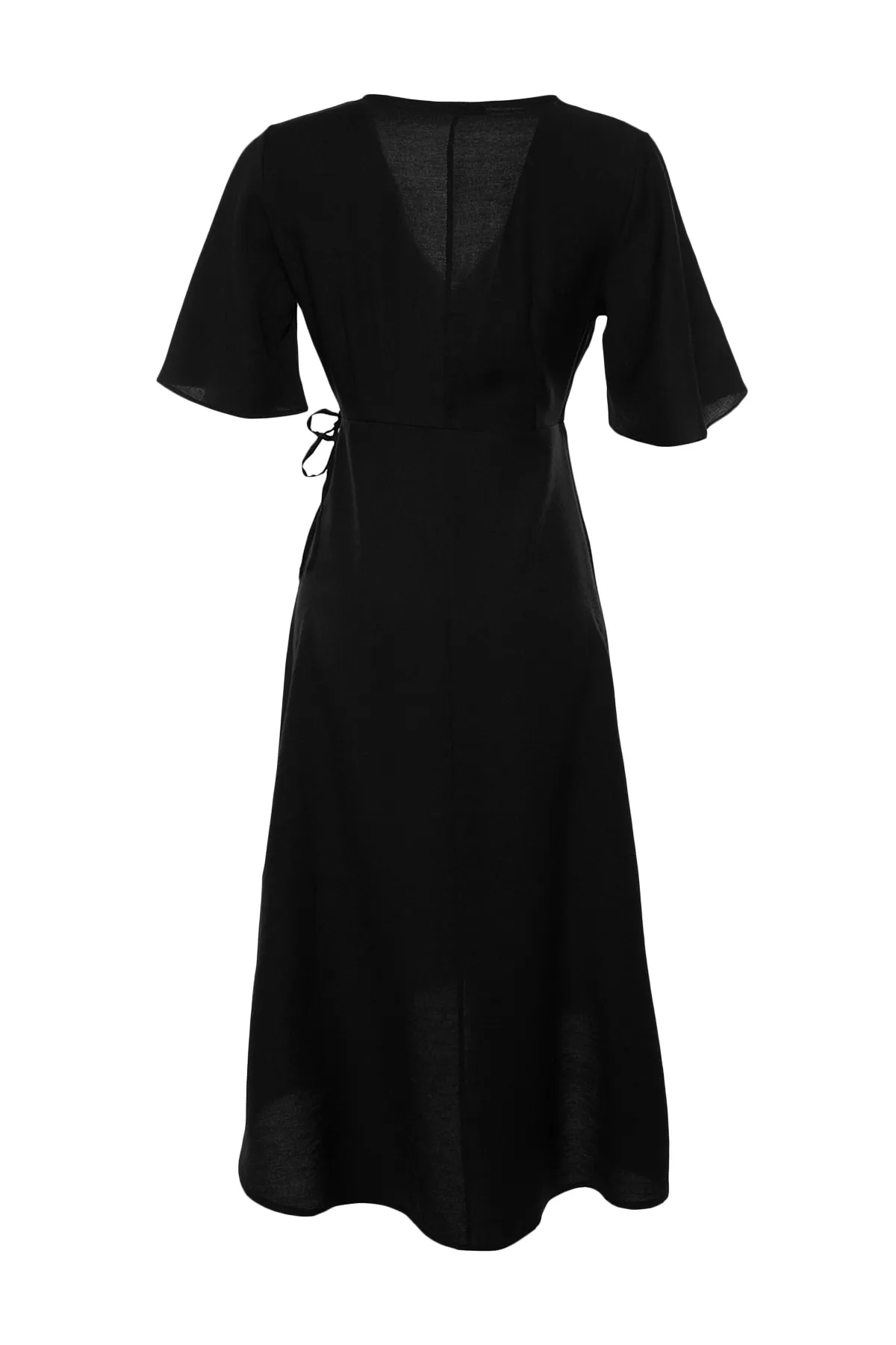 Trendyol Collection  Schwarzes zweireihiges asymmetrisches Midi-Webkleid TWOSS21EL2071