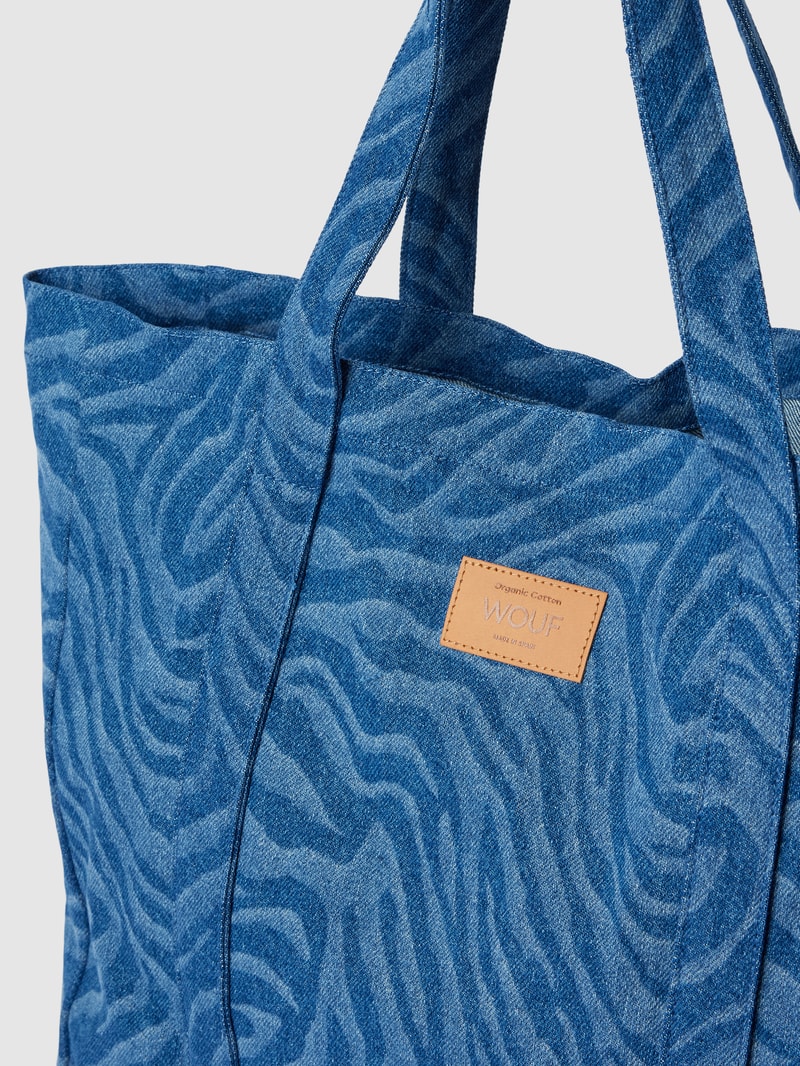 Tote Bag mit Allover-Muster Modell 'Sierra' in jeans