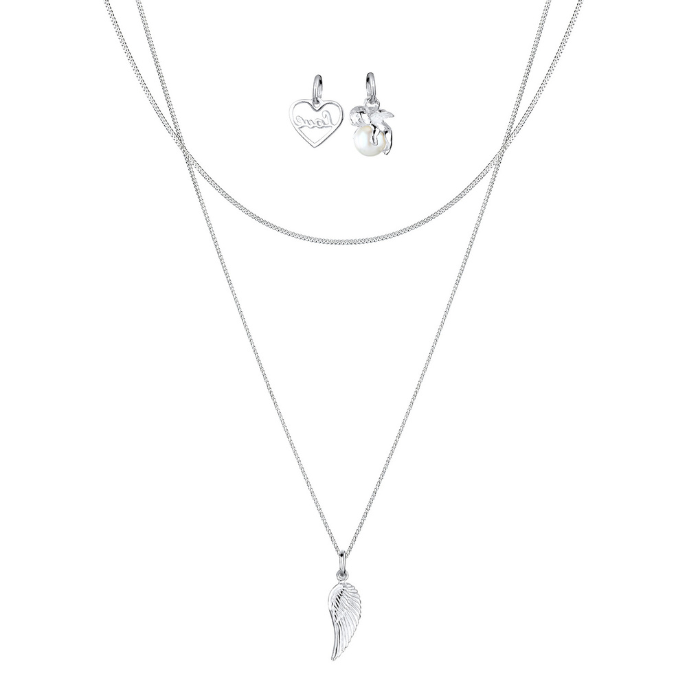 Elli Elli Collier Femme Pendentif Angeable avec des Perles d'Eau Douce en Argent Sterl collier