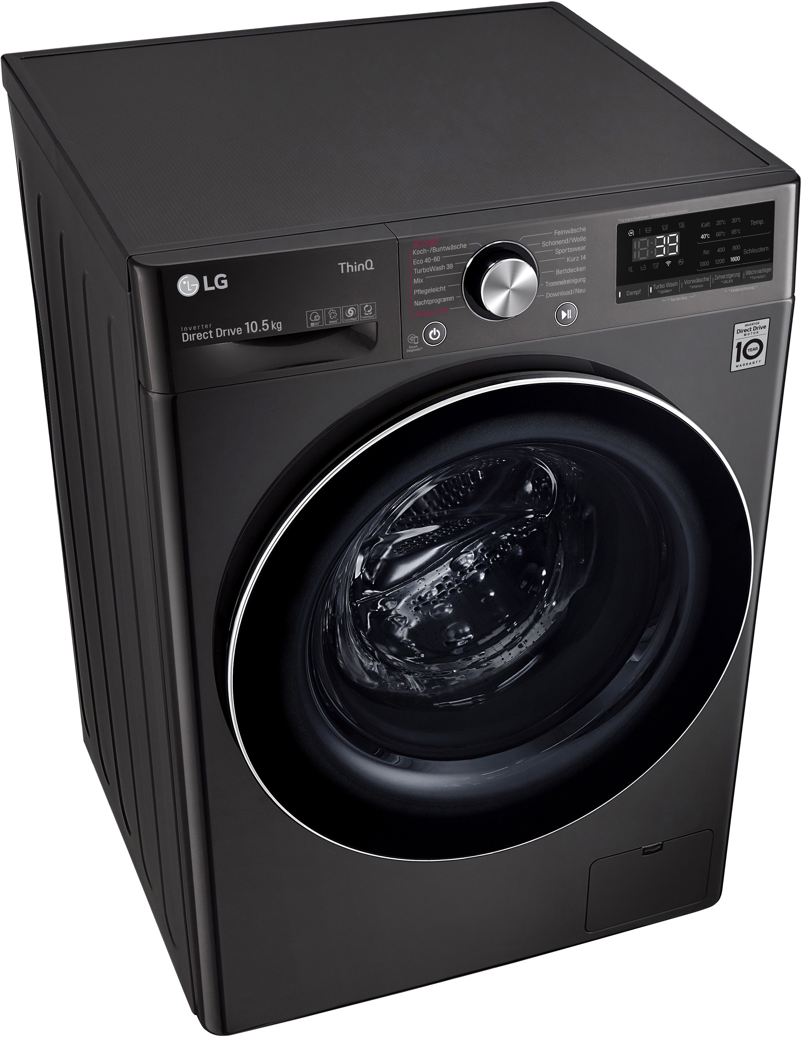 LG Waschmaschine F6WV710P2S, 10,5 kg, 1600 U/min, TurboWash® - Waschen in nur 39 Minuten